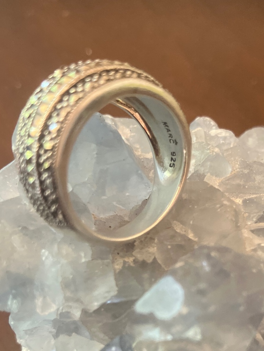 Marcasite and gray diamond ring - size 6 - Picture 2 of 2
